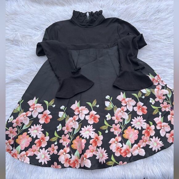 FLORAL /black 💫Waistline dress💫XXL💫 - Picture 1 of 8